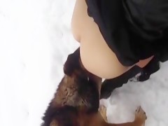 two dogs and one horny girl